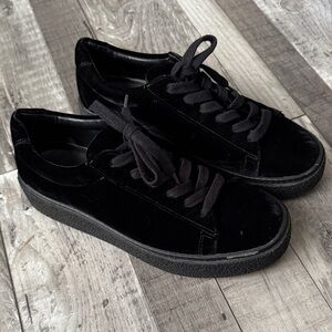 VINCE Neela Platform Black Velvet Sneaker